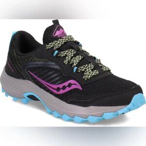 NIB Saucony Women's Excursion TR15 Trail Running Shoe Shade Black/raz/Lime 10